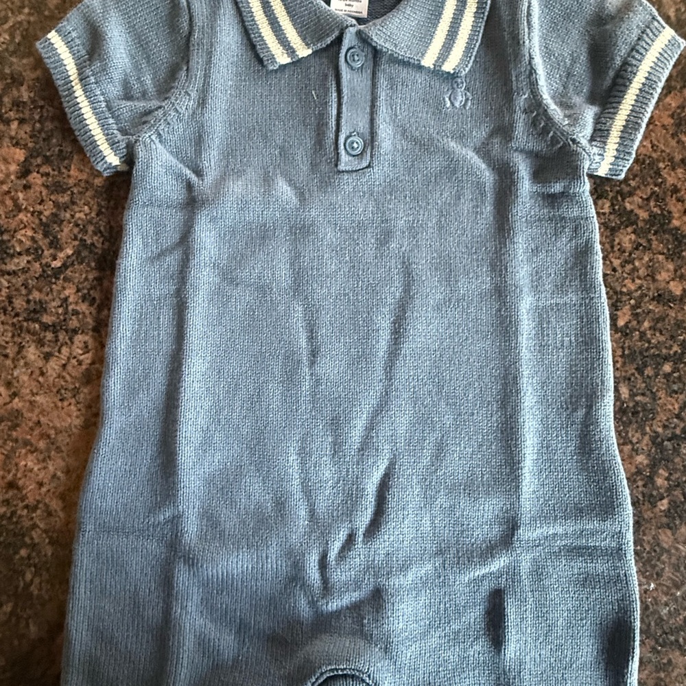 Gap Blue Knit Polo Romper for Kids